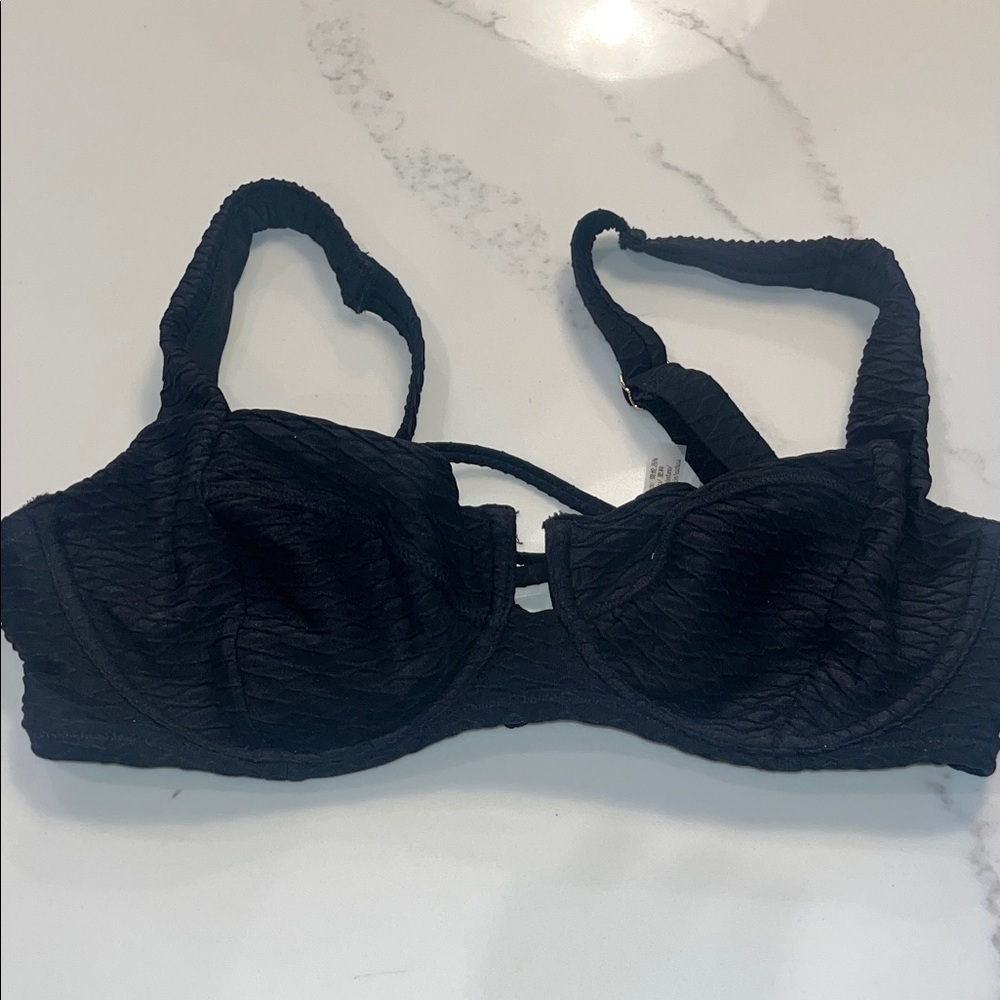 Victoria's Secret Black Textured Bikini Top